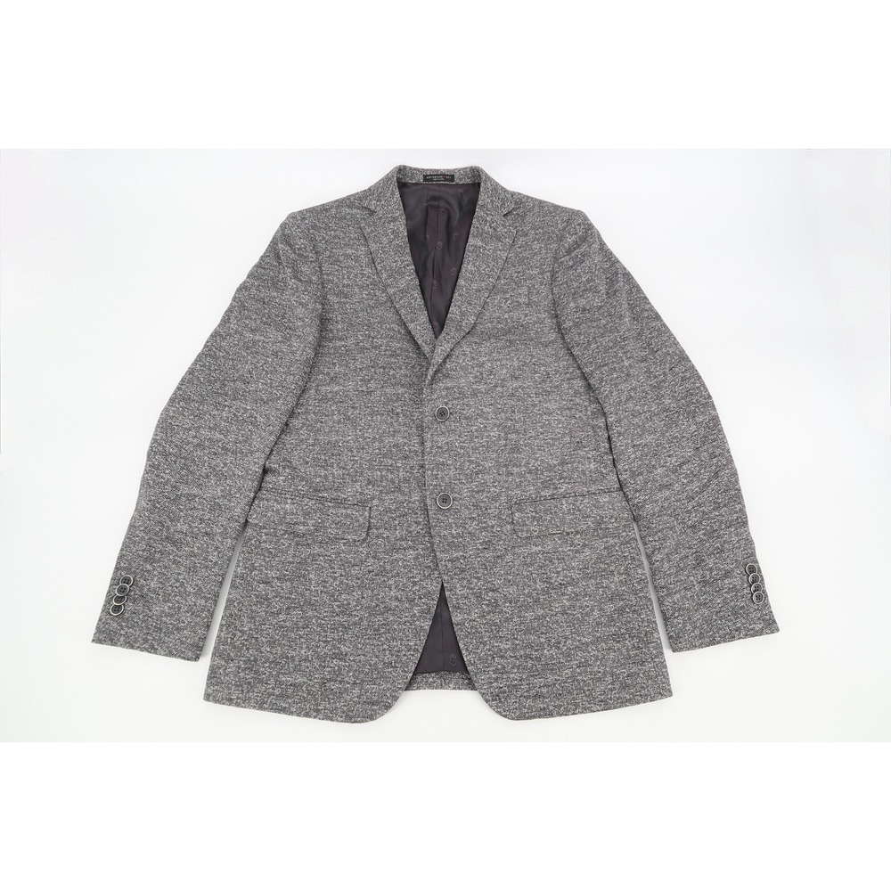 John Varvatos Mens 36R Gray Linen Cotton Abstract Jacquard Bedford Blazer Jacket